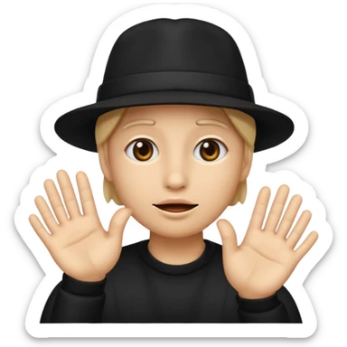 An emoji wearing black hat and hads like saying shhhhhhh sticker