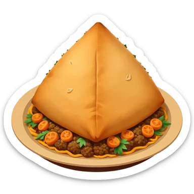 Uzbek cuisine humanless avatar in bright illustration. Classic dishes like plov and samsa, warm golden and earthy tones, simple shapes, flat design, high contrast, friendly and appetizing. sticker