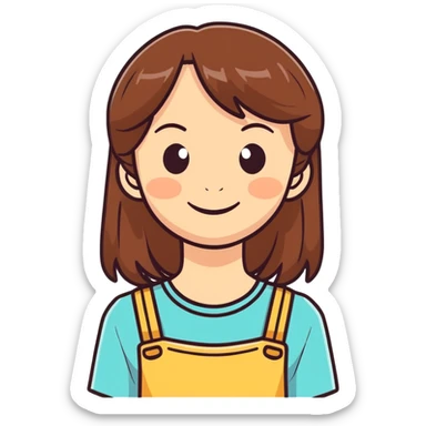 smiling girl with brown hair sticker