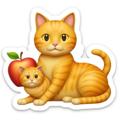 full body yellow cat loafed, with default apple man emoji as its HEAD sticker