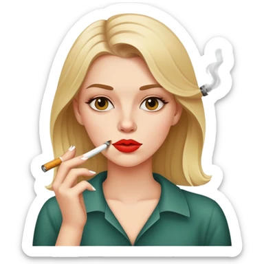 White girl with a cigarette in her mouth sticker