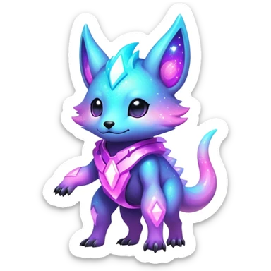Epic Edgy Cute Colorful Vibrant Sparkly Pastel Nebula Modern Vernid-Protogen-creature-animal, full body sticker