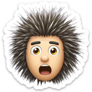 Porcupine man looking shocked static hair sticker