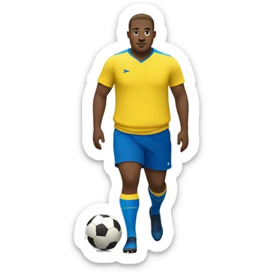 White Fat soccer player in yellow shirt and blue shorts and blue socks sticker