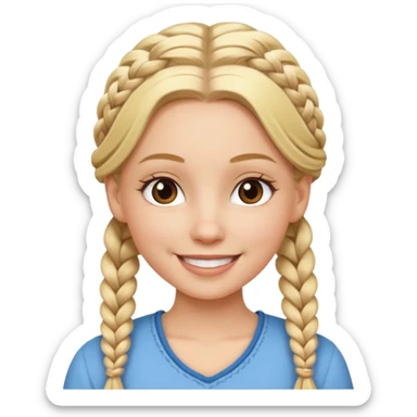 white girl with 10 blonde braids sticker