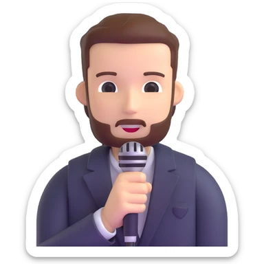 Vavinews Man, professional news reporter with microphone sticker