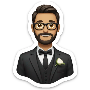 groom with glasses and dark brown hair and beard sticker