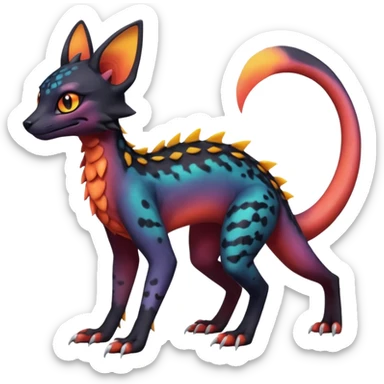 Dark magma-gradients-colored Salandit-Umbreon-Genet-Noivern-Noibat-Serval-Hybrid (Full body) sticker