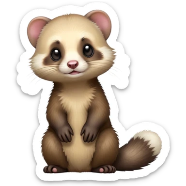 cinematic-[ferret]-realistic-full-body-sitting-emoji,-tiny-paws-tucked-close,-head-tilted-dramatically,-fluffy-[sable]-fur,-simplified-yet-realistic-focused-features,-highly-detailed,-glowing-with-an-almost-sarcastic-glow sticker