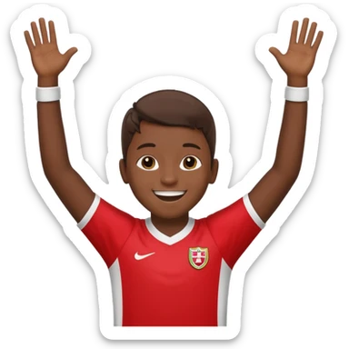 young soccer player with Peru uniform celebrating sticker