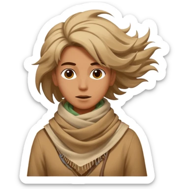 person living in desert just face, hair showing, eccentric  sticker