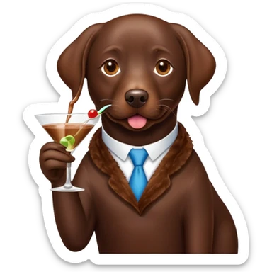 Chocolate lab dog drinking a martini sticker