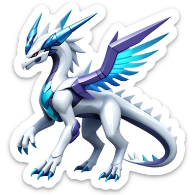 Futuristic Modern Shiny Cyber-Suicune-Dialga-Reshiram-Creature, (full body) sticker