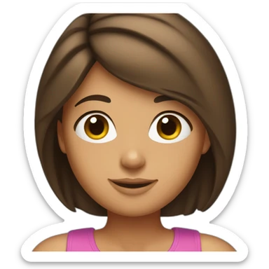 tanned brunette girl with bobbed hair  sticker