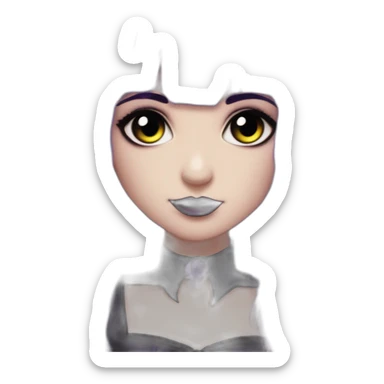 Elissabat-with-bangs-long-hair-dark-plumpurple-and-black-vampire-goth-makeup-pinkeyes-romanticgothcloses- sticker