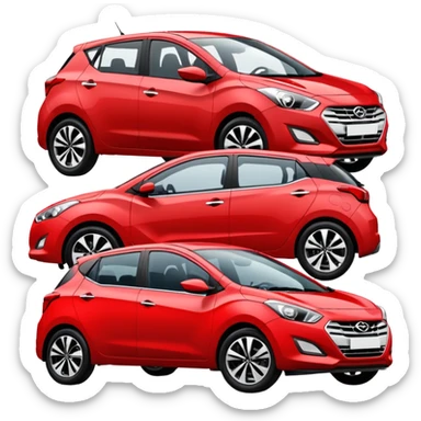 Red Nissan np300 and white Hyundai i30 sticker