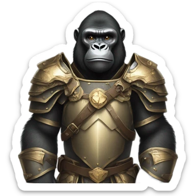 Gorilla wearing crusader templar armor sticker