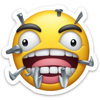 A smiley face with long nails, inflated gouges and long eyelashes sticker