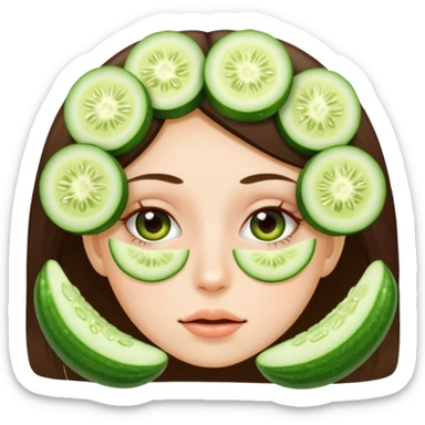 A girl with cucumber in her eyes sticker