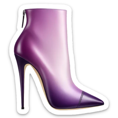 Realistic isolated too view of a pair of lavender to dark plum ombre Jimmy Choo stiletto ankle bootie boots.  sticker