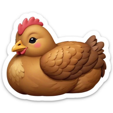 Meme-Worthy Cute Sleeping Brown Chicken Portrait Emoji, Head resting peacefully with a contented smile, showcasing a delightfully compact build and a luxuriously soft brown plumage, eyes shut in a serene, restful nap, Simplified yet hilariously adorable features, highly detailed, glowing with a soft, drowsy light, high shine, relaxed and utterly lovable, stylized with an air of playful laziness, bright and heartwarming, soft glowing outline, capturing the essence of a comically sleepy chicken, so meme-worthy it feels like it could instantly become the next viral sensation of adorable slumber! sticker