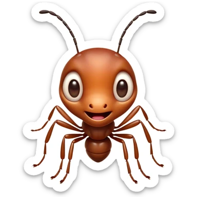 Cinematic Cheeky Ant Portrait Emoji, Head tilted dramatically with an exaggeratedly shocked expression, featuring a diminutive, agile body with wide, comically expressive eyes full of playful disbelief and subtly animated antennae, Simplified yet hilariously expressive features, highly detailed, glowing with a slightly sassy earthy glow, high shine, dramatic yet playful, stylized with an air of cheeky insect mischief, soft glowing outline, capturing the essence of a meme-worthy ant that looks ready to scurry its way into viral fame! sticker