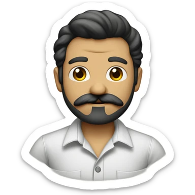 Homem moreno fino de bigode com camisa preta e calça bege clara  sticker