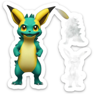 Dracofeu qui fusionné avec pikachu sticker