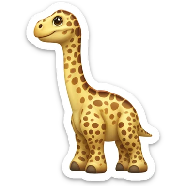 Cute animated baby brachiosaurus with spots of a giraffe  sticker