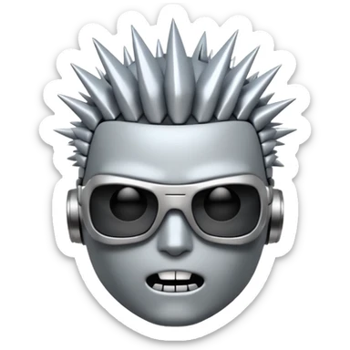Robot emoji with a "Karen" haircut and angry facial expression, make it look comically robotic (closer to Robot than Human) sticker