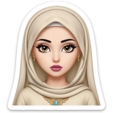 arabian, pretty lips, clothes, pale skin,  dark bl, pretty bratz baddie, black eyeliner sticker