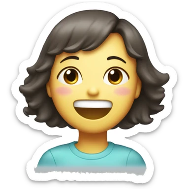 A cute, cheerful version of Lisa laughing, maybe with her covering her mouth and eyes closed in joy, surrounded by light blue sparkles sticker