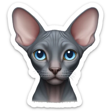 Dark grey pinkish sphynx cat with light blue eyes sticker