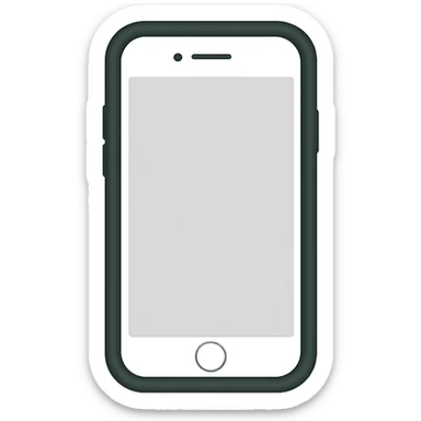Create an image of a white iPhone with a dark green case, screen facing the viewer, without any emojis, in a minimalist emoji style. The design should be clean and simple, focusing on the iPhone and case only. sticker