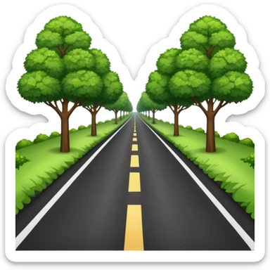 A long HORIZONTAL NOT VERTICAL road! (without lines) with trees and bushes on the sides and behindA long horizontal road (without lines) with trees and bushes on the sides and behind sticker