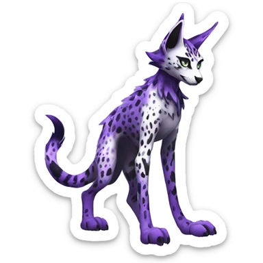 Epic Edgy Black White Purple ethereal eldritch Sergal-shiny sparkle starry Serval-Fionbri full body sticker