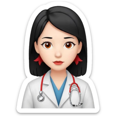 doctor with black hair and red hairclips  sticker