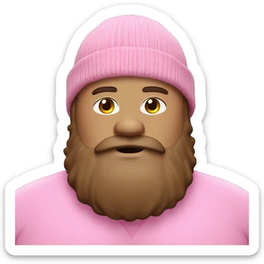 fat white man with beautiful brown beard wearing pink beanie sticker