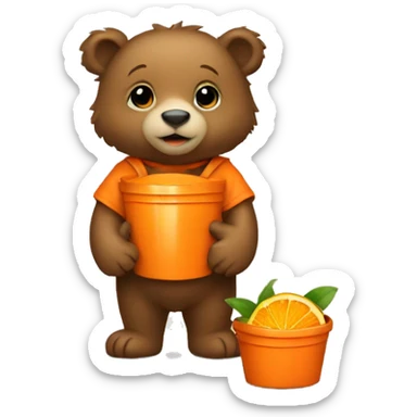 Baby bear and orange bucke sticker