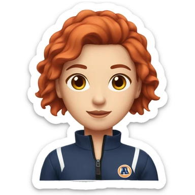 Female auburn hair lifeguard red bathing suit brown eyes sticker