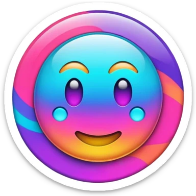 Psychedelic colored round beveled button sticker