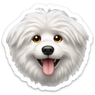 White fluffy dog with pointy ears sticking tounge out sticker