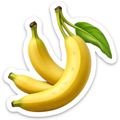 Cinematic Realistic Banana Emoji, Bright and cheerful, with a smooth, yellow peel slightly speckled with spots, revealing a soft, sweet interior. The banana is curved elegantly, standing out against the soft green leaves. Soft glowing outline, capturing the essence of tropical sweetness and energy in a ripe banana. sticker