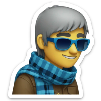 Lololoshka is a minecrafter with blue sunglasses and Blue & Black Plaid Bandana Scarf sticker