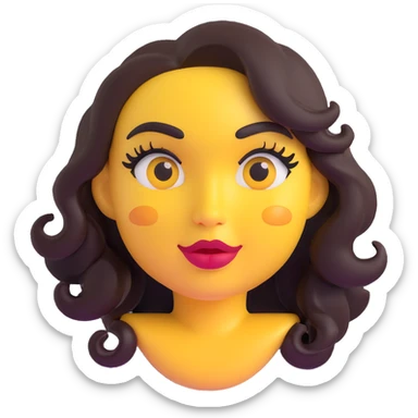 sassy yellow emoji face with long curled eyelashes, thick glossy lips, smirking expression, dramatic eyeshadow, side-eye look, bratty attitude, 3D emoji style sticker