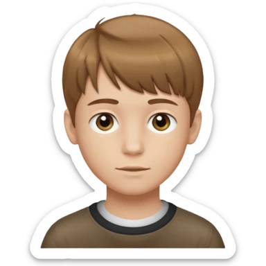 Crie um emoji de um menino com o cabelo castanho claro com uma franja e o corte low fade sticker