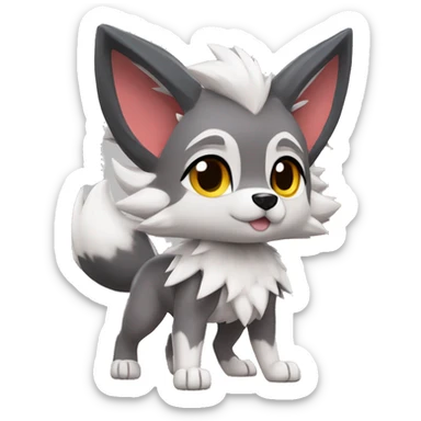 Kawaii Cool Chibi Poochyena-Rocruff-Lycanroc-Pokémon Full Body Detailed High Quality sticker