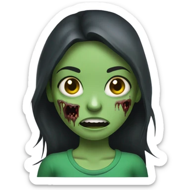 Brunette zombie girl in horror green creppy sticker