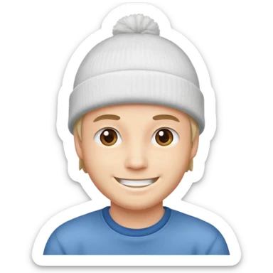 A guy head with white beanie sticker