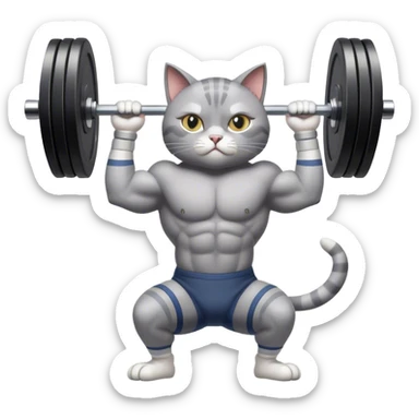 The weightlifting cat is working out in the gym. sticker